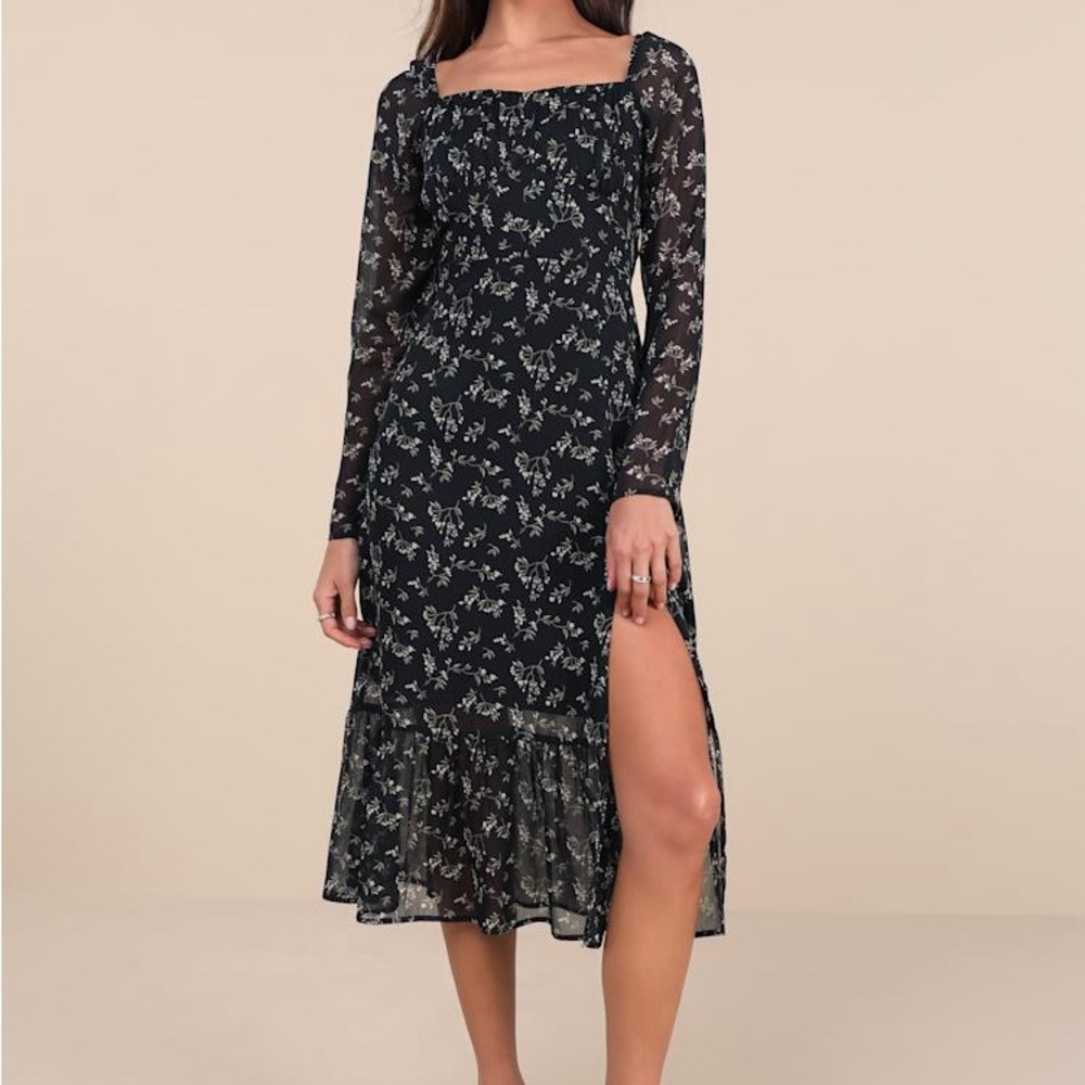 Lulu's Perfectly Elevated Floral Midi Dress
